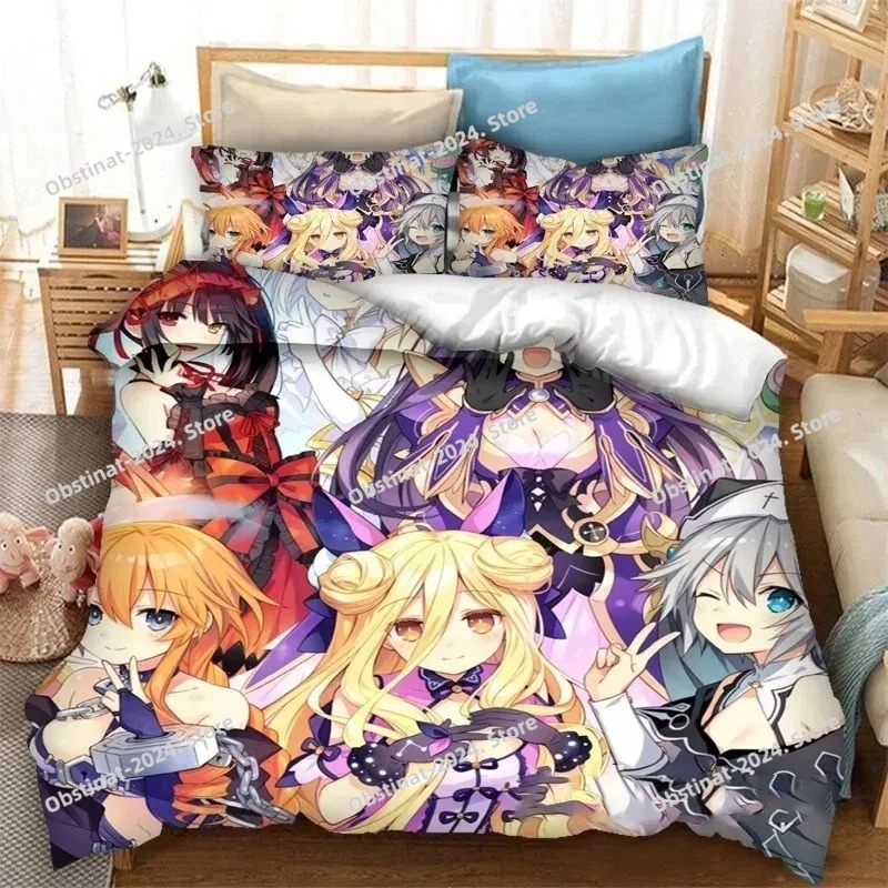 Home Textiles Classic Fashion - ชุดเครื่องนอนลายอนิเมะ Date A Live แบบพิมพ์ 3