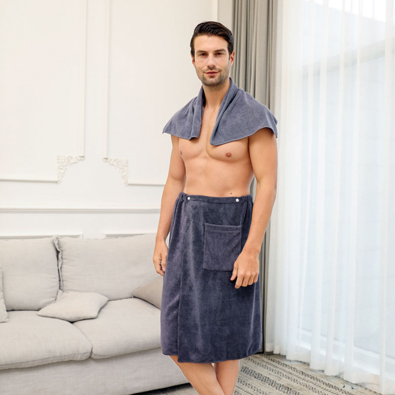 Home Textiles Towel Set - 1ชุด Man สวมใส่ไมโครไฟเบอร์ผ้าเช็ดตัวชายหาดผ้าขนหนูนุ่มสำหรับห้องน้ำผ้าขนหนูเสื้อคลุมอาบน้ำชายสิ่งทอ