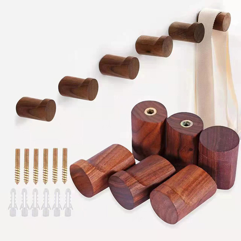 Home Textiles Towel - ไม้บีชสีดําวอลนัทตะขอโมเดิร์น Minimalist Coat Hook ตู้เสื้อผ้าแขวนผ้าเช็ดตัว Hook