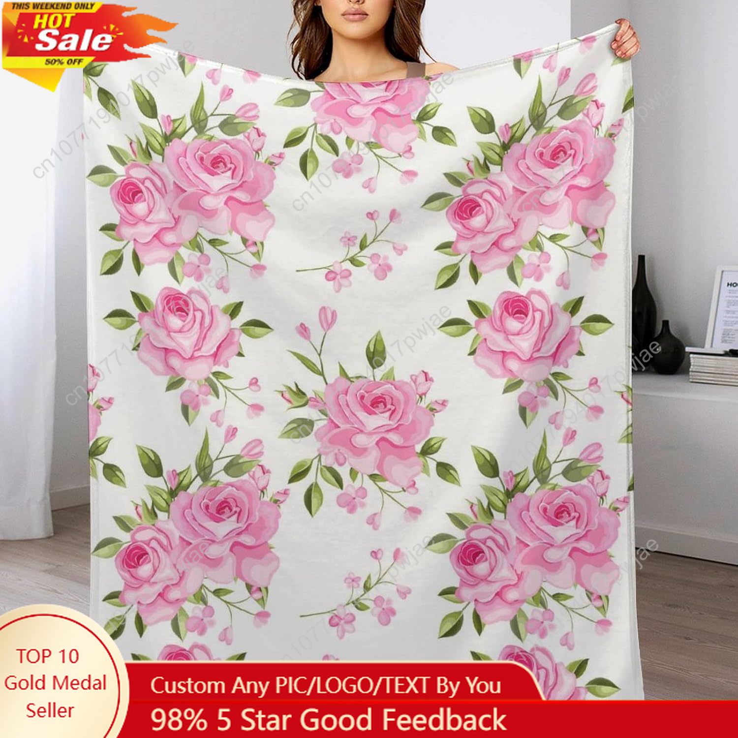 Home Textiles Towel - ผ้าห่มลายดอกไม้สีชมพู ของขวัญตกแต่งลายดอกไม้สำหรับผู้หญิงผู้ชาย ผ้าฟลีซเนื้อนุ่มพิเศษ ผ้าห่มนุ่มสบายหรูหรา น้ำหนักเบา สำหรับเตียง,โซฟา