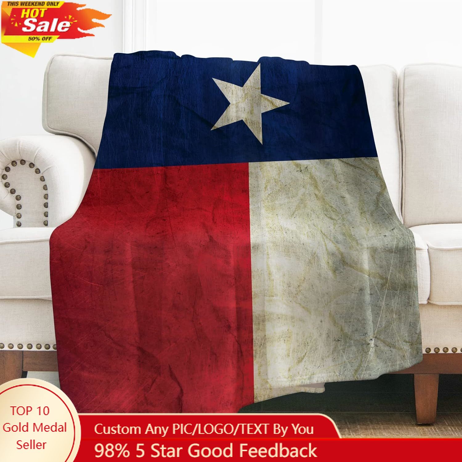 Home Textiles Towel - ผ้าห่มลายธงชาติเท็กซัสของเลเวนส์ ของขวัญสำหรับผู้หญิง เด็กผู้หญิง เด็กผู้ชาย ของตกแต่งสไตล์เรโทรสำหรับโซฟา เตียง