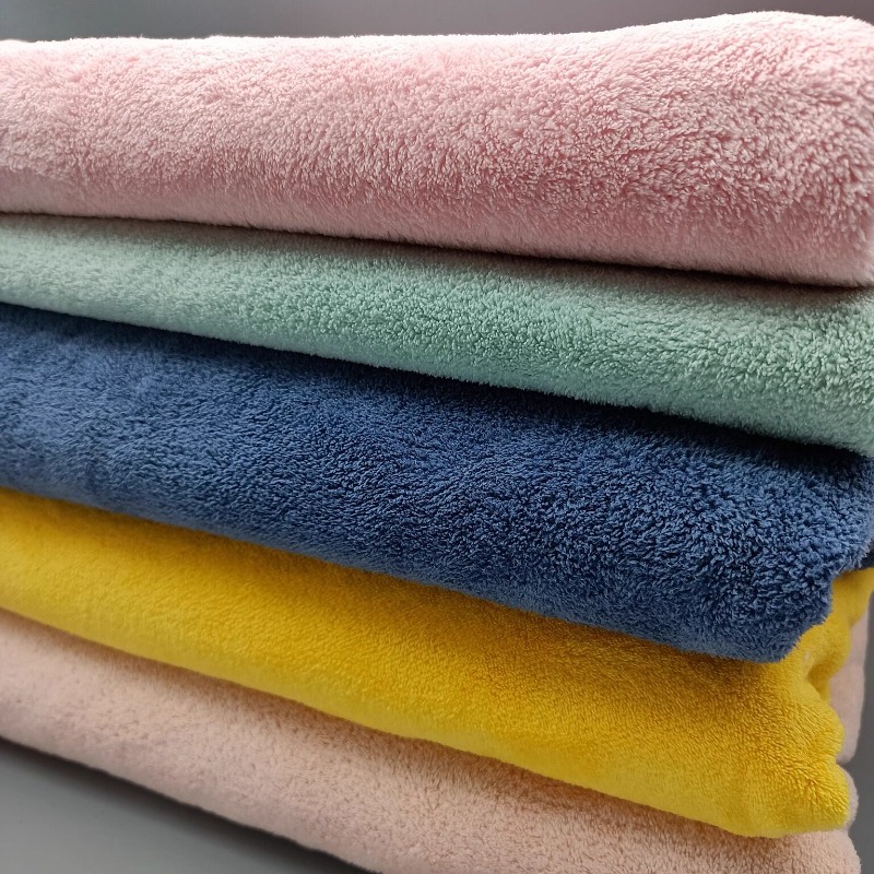 Home Textiles Towel - ผ้าขนหนูคอรัลฟลีซ ซับน้ำได้ดี สำหรับพันผม ใช้ทำเสื้อคลุมอาบน้ำ DIY แห้งเร็ว