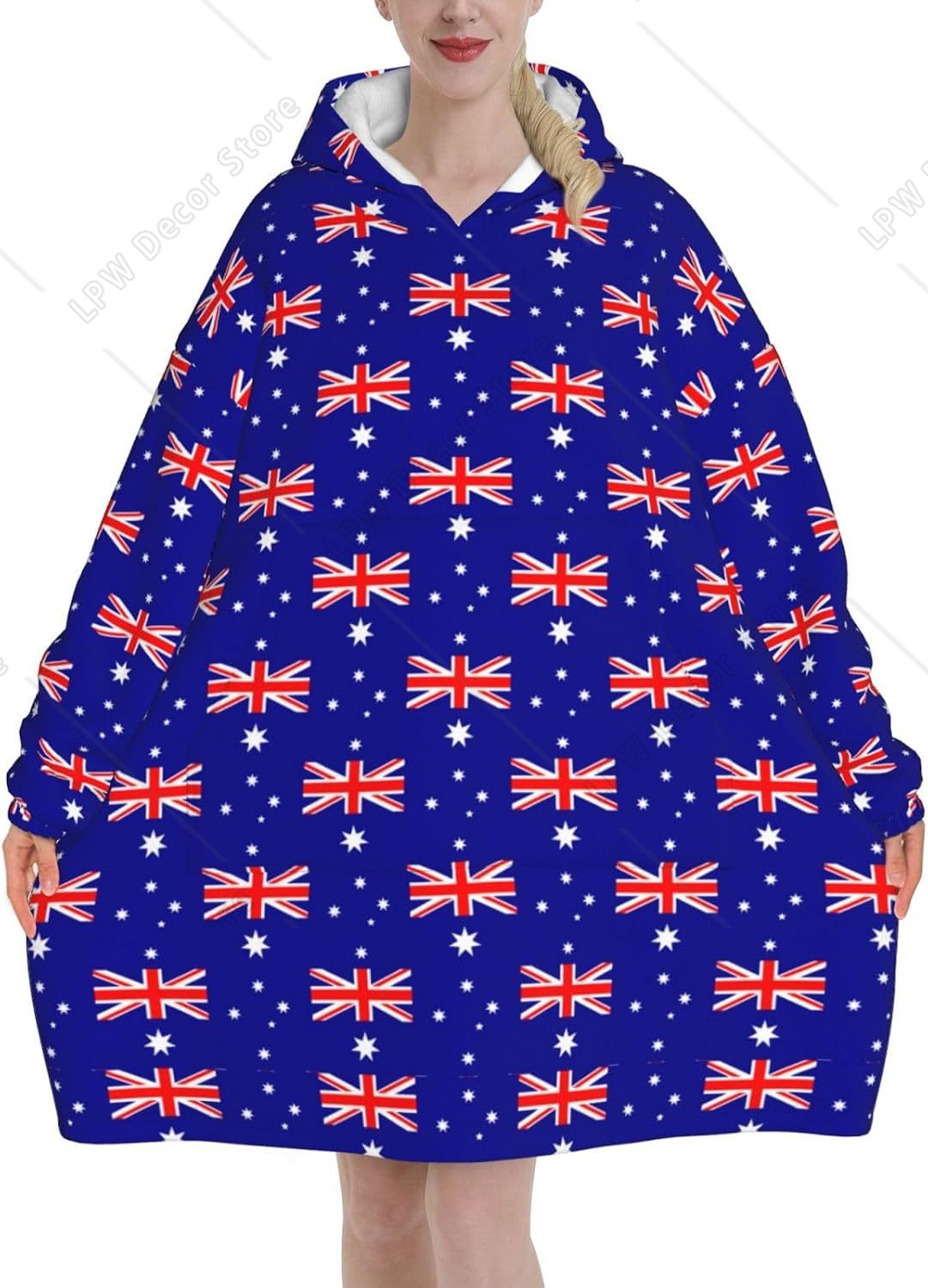 Home Textiles Australia - เสื้อคลุมฮู้ดผ้าฟลานเนลขนาดใหญ่พิเศษสำหรับผู้ใหญ่ ลายธงชาติออสเตรเลีย เนื้อผ้านุ่มฟู สวมใส่สบาย