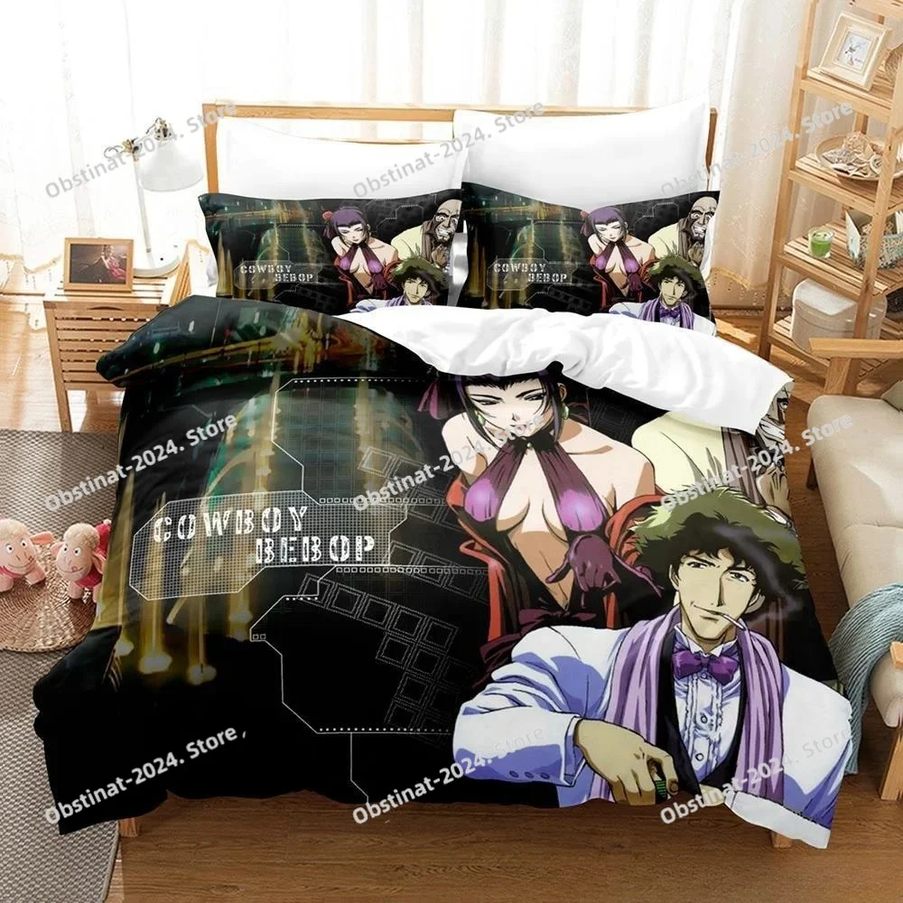 Home Textiles Classic Fashion - แฟชั่น 3D พิมพ์ลายเกมคาวบอยบีบอปชุดเครื่องนอนการ์ตูนอะนิเมะชุดสามชิ้นผู้ใหญ่เด็กห้องนอนชุดผ้าห่มนวมชุดสิ่งทอสำหรับใช้ในบ้าน