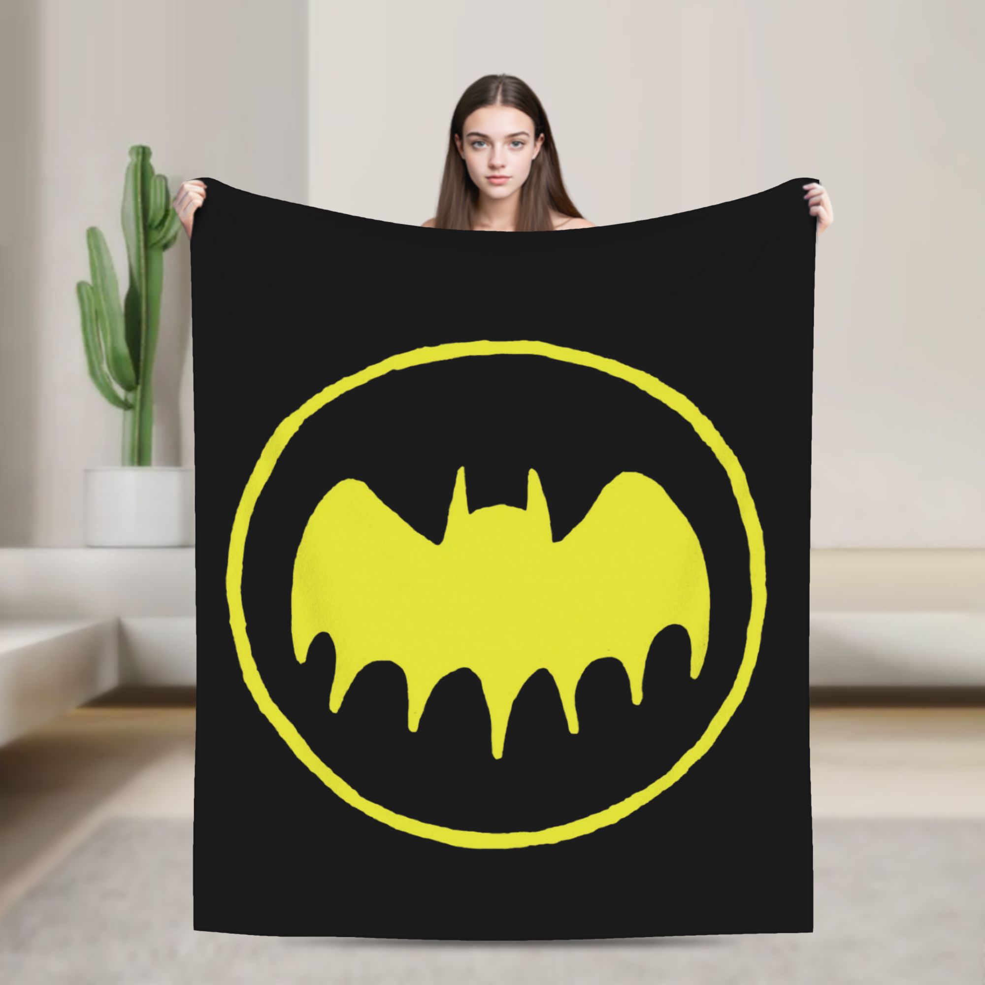 Home Textiles Blanket - ผ้าห่มโลโก้วงกลมสีเหลืองของแบทแมน ผ้าห่มฟลานเนล ผ้าห่มสำหรับฤดูร้อน ผ้าห่มพิมพ์ลายสำหรับเครื่องปรับอากาศ ผ้าคลุมเตียงน้ำหนักเบา