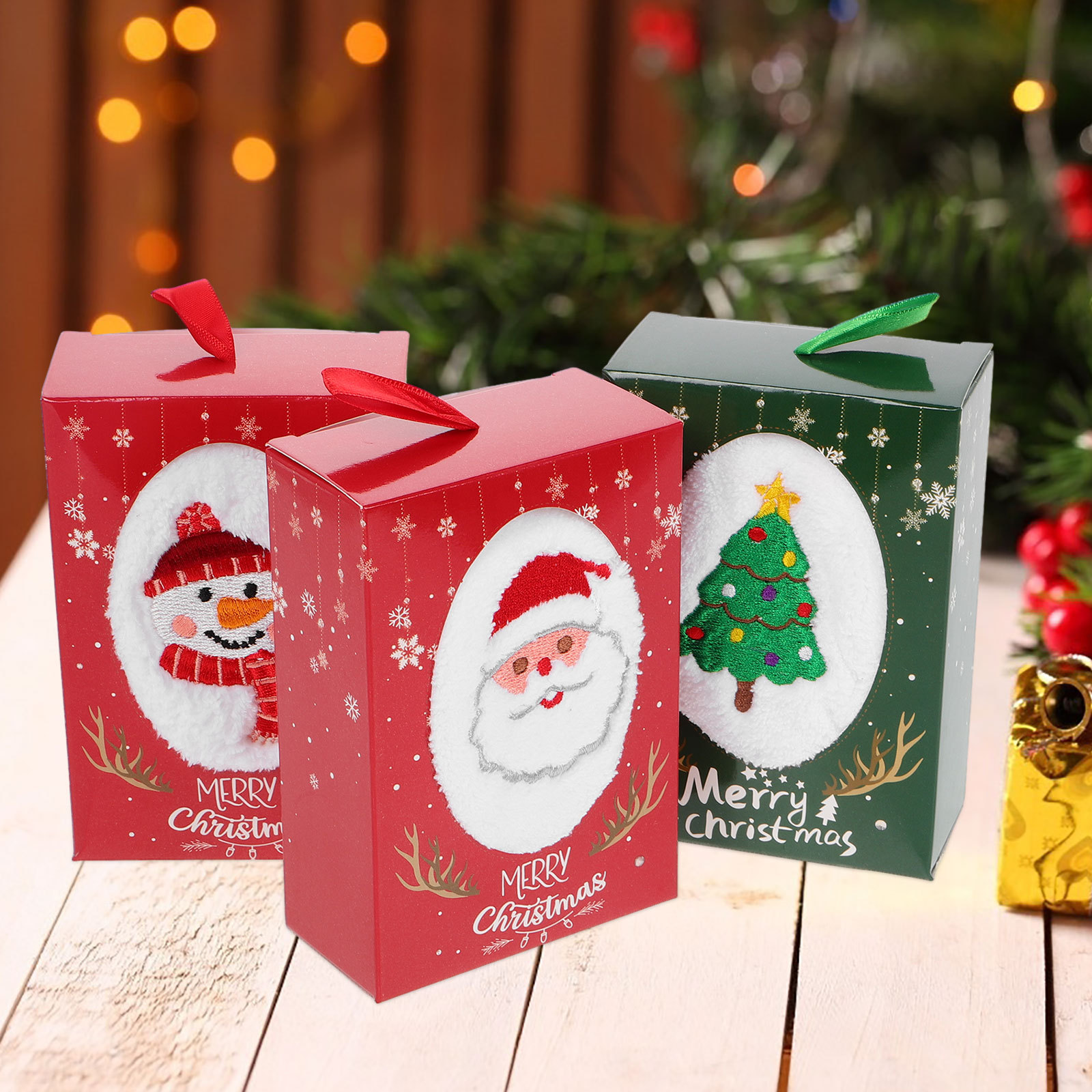 3 ชิ้นชุดผ้าเช็ดมือคริสต์มาสห้ - Home Textiles Towel Set บทวิจารณ์และราคา