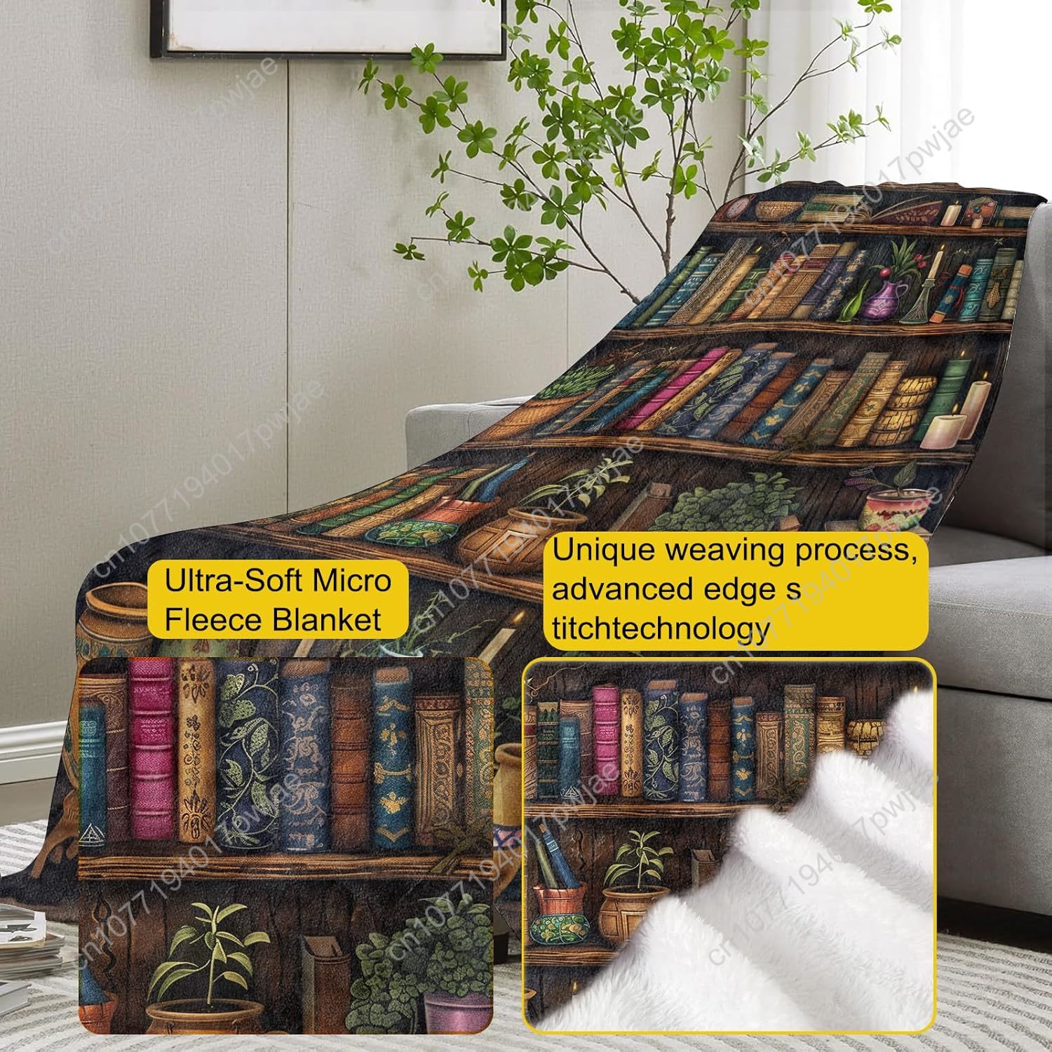 ผ้าห่มลายชั้นวางหนังสือวินเทจ  - Home Textiles Towel บทวิจารณ์และราคา