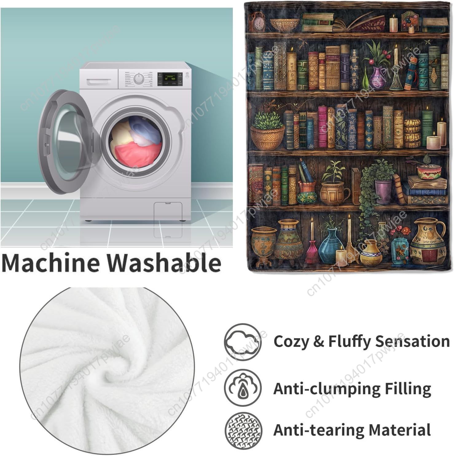 ผ้าห่มลายชั้นวางหนังสือวินเทจ  - Home Textiles Towel บทวิจารณ์และราคา