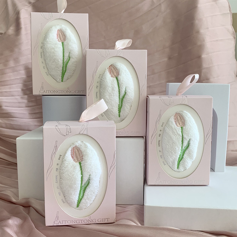 ผ้าเช็ดมือปักลายดอกทิวลิป รูปท - Home Textiles Towel Set บทวิจารณ์และราคา
